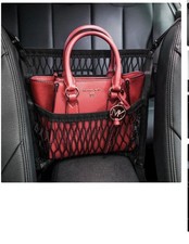Car Organizer Between Front Seats Mesh Net Bag Purse Holder Pet Barrier Black