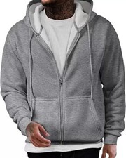 Men's Heavyweight Zip Up Hoodie Jacket Cotton Full Zipper Hooded Sweatshirt Warm