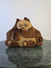 Handcrafted Wooden Panda Puzzle Gift Box Secret Jewelry Case Hidden Compartment