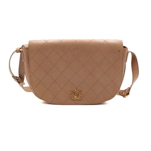 CHANEL Beige Quilted Stitch Flap Saddle Messenger Shoulder Bag aa61199 153099679