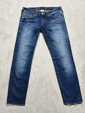 VTG True Religion Jeans Womens 27 Blue Stella Skinny USA Made Horseshoe Pockets
