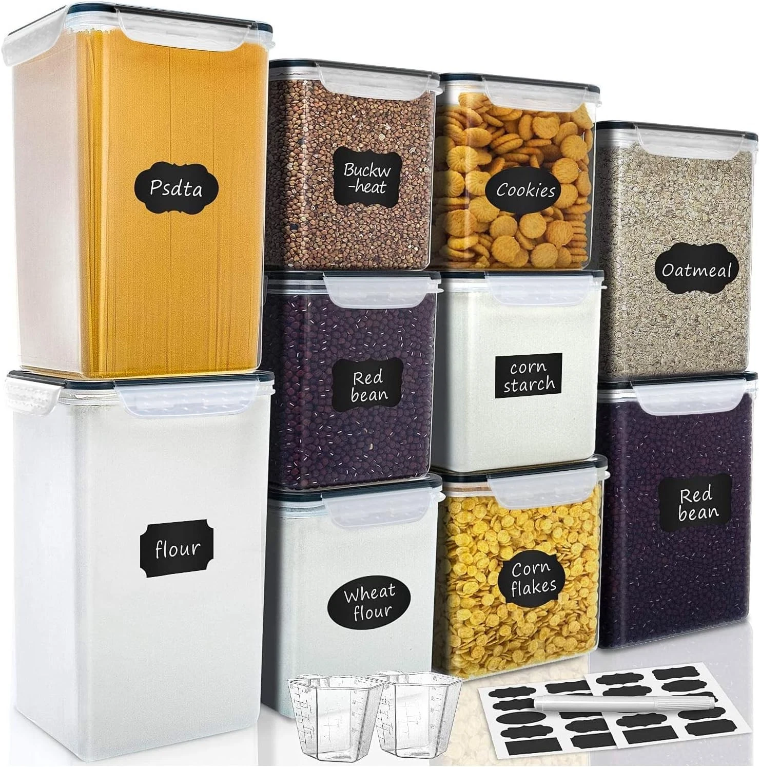 Large Tall Airtight Food Storage Containers 10 PACK Plastic Airtight Kitchen
