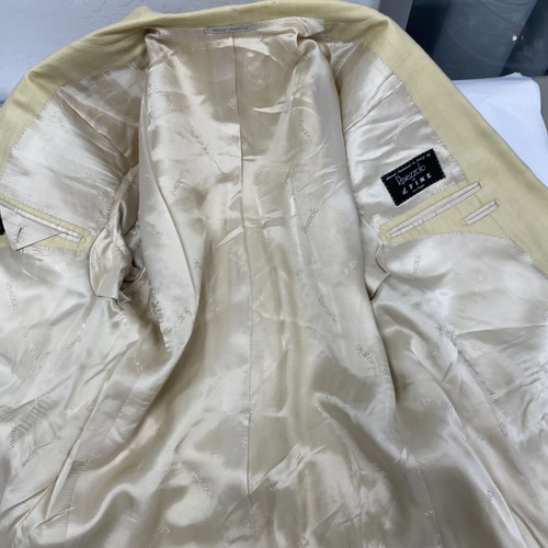 Ravazzolo Hand Tailored Italy Loro Piana Herringbone Yellow Cashmere Jacket 44R - Picture 11 of 14