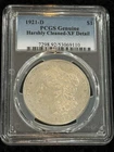 Silver Morgan Dollar $1 Coin 1921-D Cleaned XF DETAIL