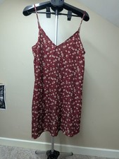Red Floral Summer Dress. Large.