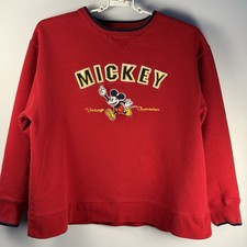 Walt Disney World Sweatshirt Womens Size XL Red Mickey Mouse Top Embroidered