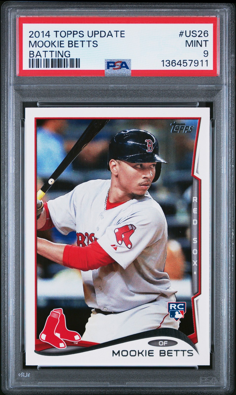 2014 Topps Update #US26 Mookie Betts Batting PSA 9 Rookie RC