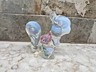 Fenton White Opalscent With Pink Flowers 2.5" Squirrel With Original Tag