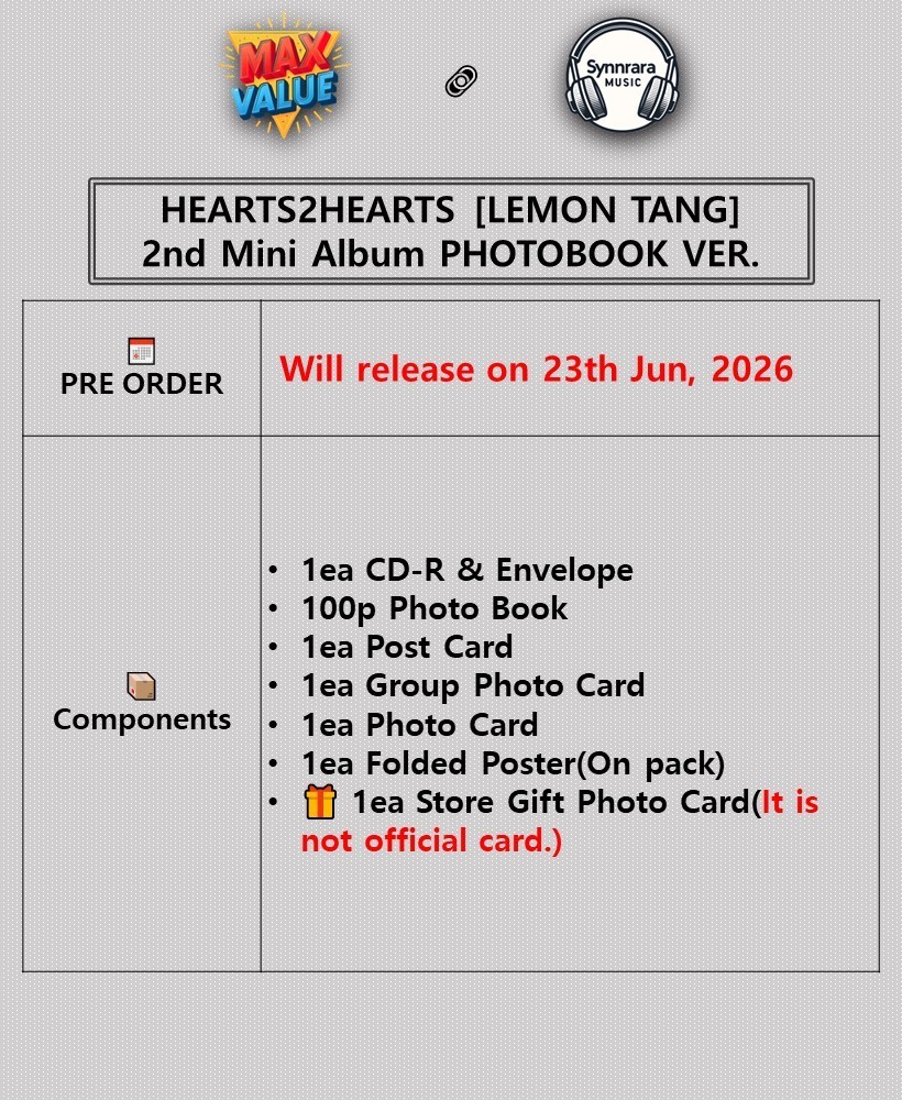 HEARTS2HEARTS LEMON TANG 2nd Mini Album PHOTO BOOK Ver/CD+Book+