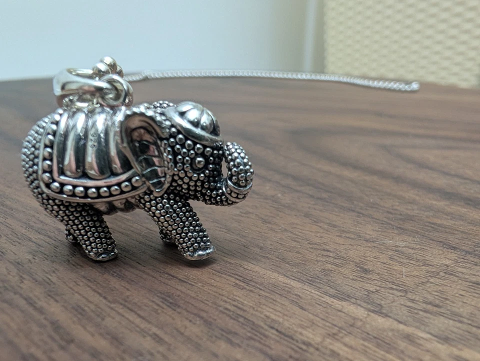 "Collar colgante Lagos raro elefante maravilla plata de ley 925 largo grueso 34""" Foto 2 de 4