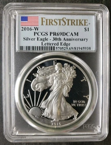 2016 W Proof $1 American Silver Eagle Dollar PCGS PR69 DCAM