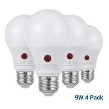 DEWENWILS Dusk to Dawn LED Sensor Light Bulb- 4 Pack Automatic On/Off, 800 Lumen