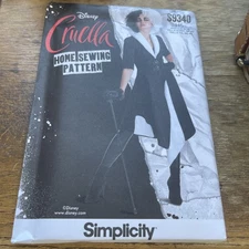 Simplicity Pattern S9340 Ms DISNEY/CRUELLA Costume: Flared Coat & Unitard 6-14