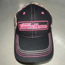 Pink & Camo Family Farm & Home Baseball Cap Hat Distressed Stitching Realtree
