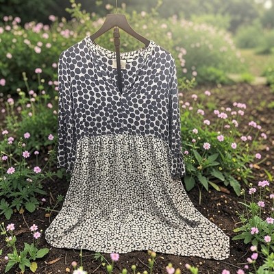 Anthropologie Juno printed dress size L Polka dots flowy design