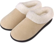 VONMAY Fuzzy House Slippers for Women Memory Foam with 9-10, Beige 