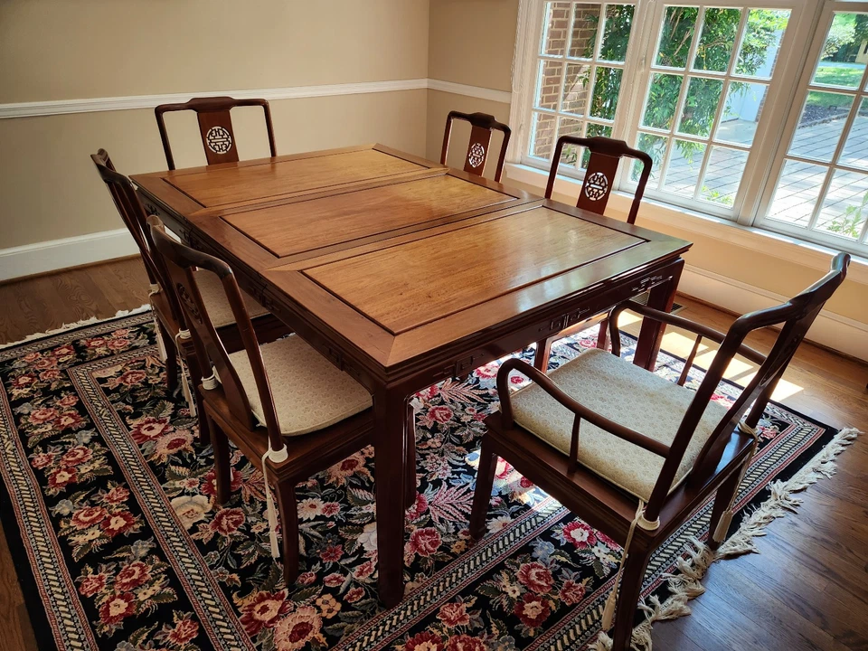 Rosewood Chinese Design Dining Room Set - Image 3 of 3