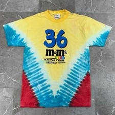 90s Vintage Ernie Irvan Graphic Tee Mens Large M Ms Racing Nascar Tie Dye Shirt