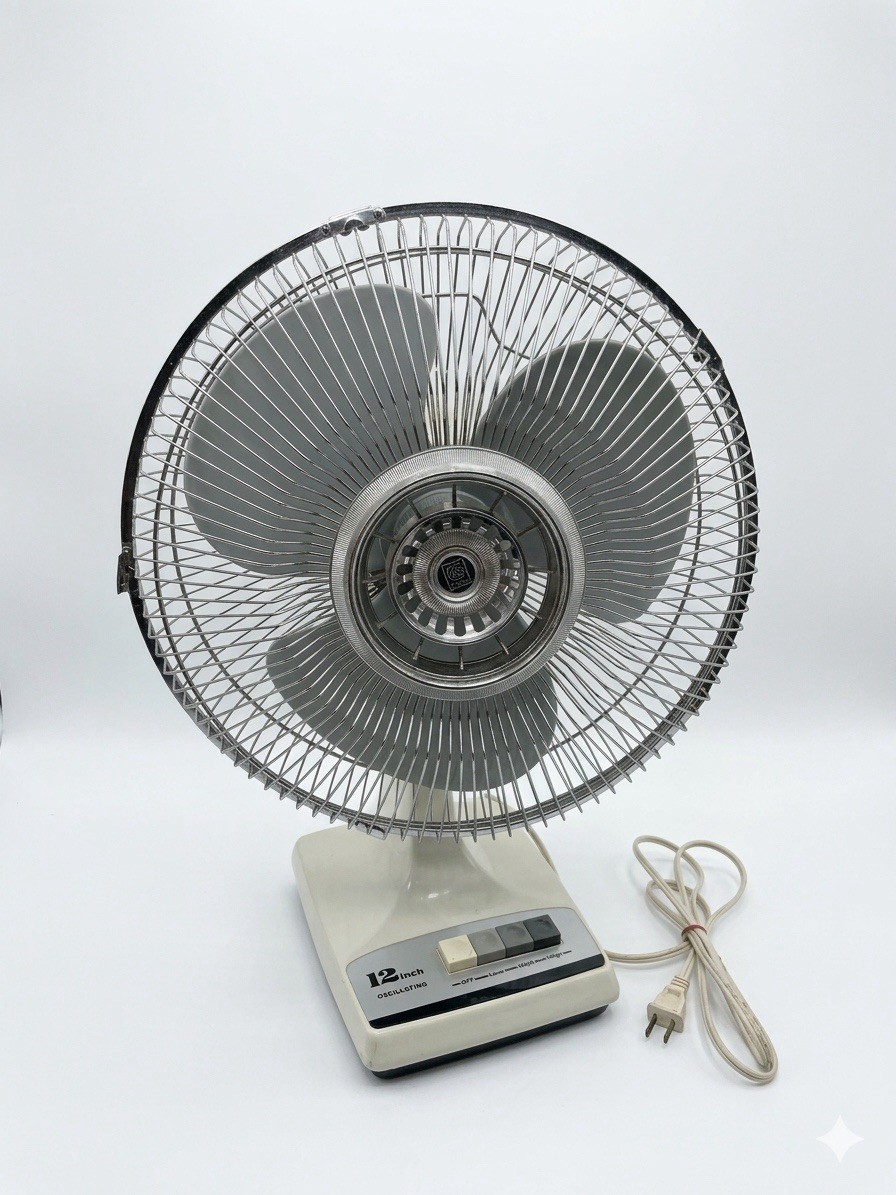 Ku Hsing 12 Inch Oscillating Table Desk Fan White Chrome 3 Speed - TESTED