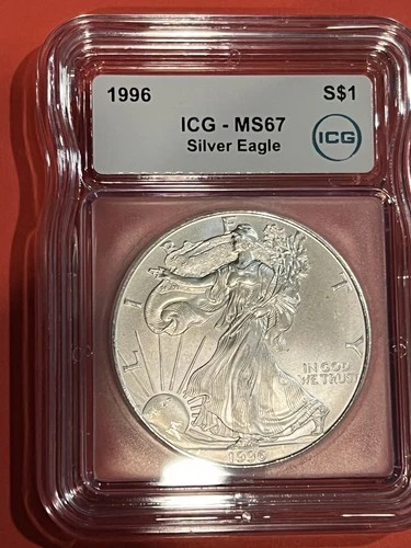 1996 Key date Silver Eagle Dollar MS67 ICG Certified Lowest Mintage In Bu Series