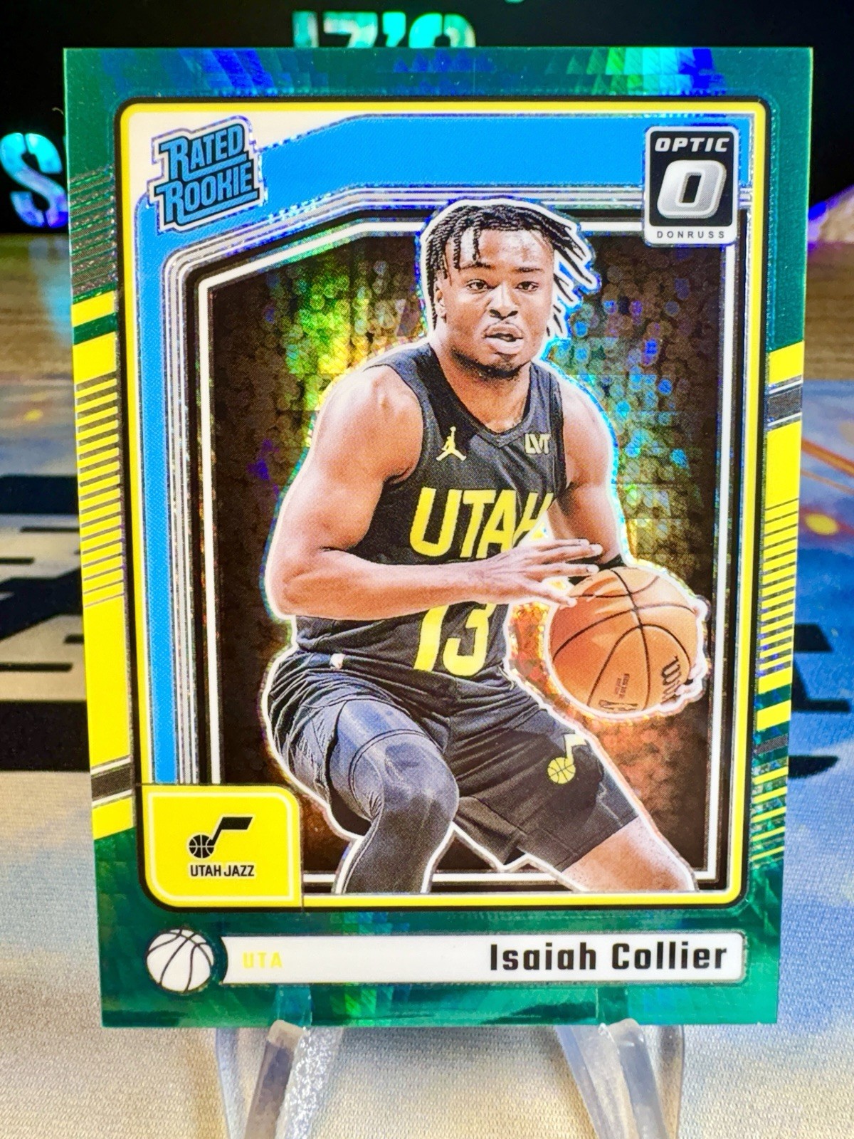 2024-25 Isaiah Collier Panini Donruss Optic Green Hyper /249 Rated Rookie #295