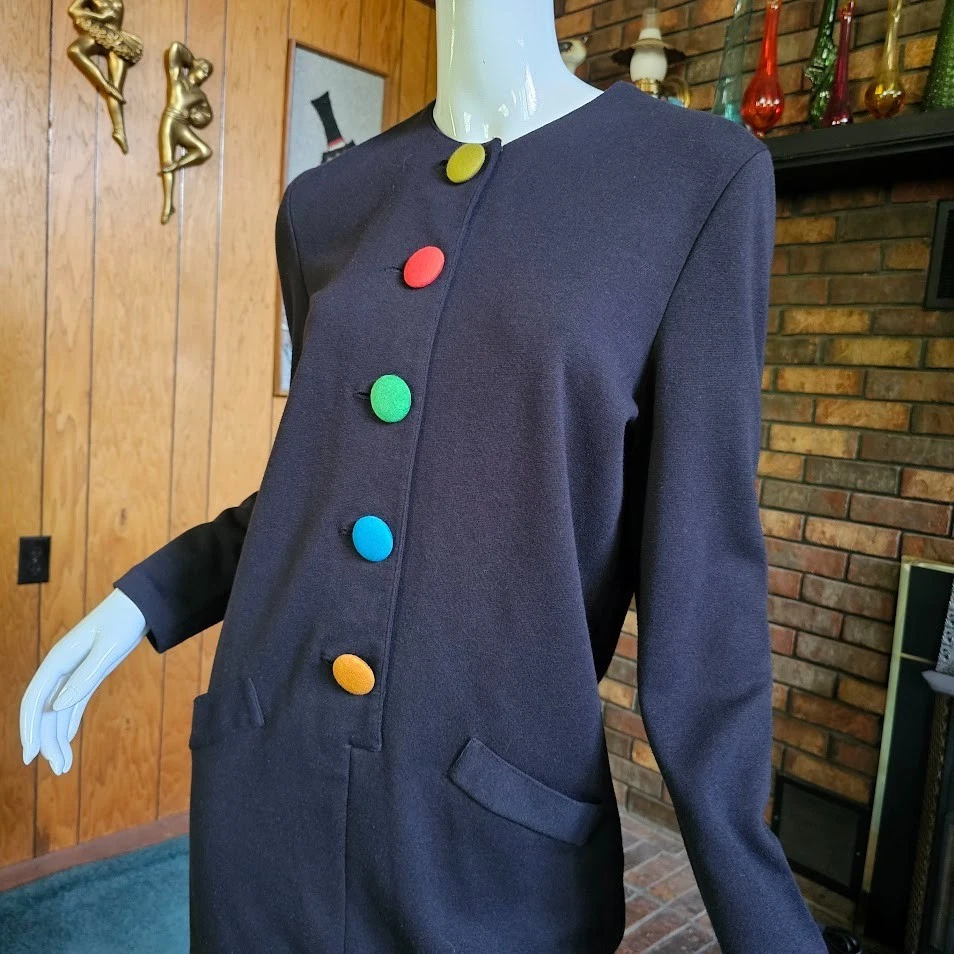 Vestido De Colección Años 80 Corporativo Nueva Ola Cocoon Caramelo Arco Iris Botones Secretaria Día M Foto 3 de 4