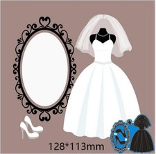 Wedding Dress High Heels Mirror Metal Cutting Dies Scrapbooking DIY Album Paper
