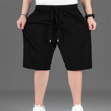 Men Loose Shorts Elastic Waist Half Pants Stretch Drawstring Trousers LaceUp