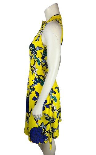 DVF Asymmetrical Floral Print Sleeveless Dress Size 2 Yellow Carmen Handkerchief - Picture 3 of 12