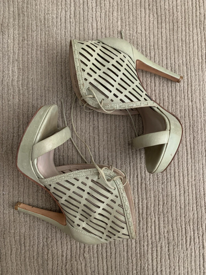 Sandalias Pour la Victoire Plataforma Punta Abierta Tacones Altos Zapatos Verde Pastel Talla 5.5 Foto 4 de 4
