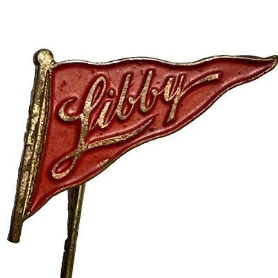1910 Libby Food Products Metal Painted Flag Shaped Stickpin 2.5''H