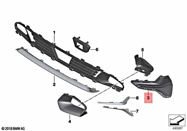 Genuine BMW M3 G20 318d 320d 320dX 320i 1.6 Grille Side Open Right 