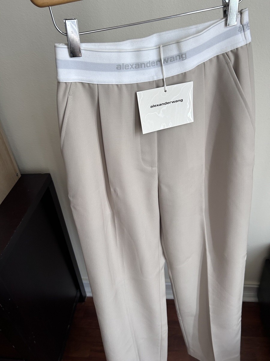 Alexander Wang High Waisted Logo Waistline Pleated Trousers Pants