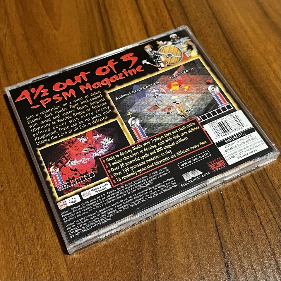 Diablo PS1 Sony PlayStation 1 1998 Black Label Complete Tested - Image 3 of 3