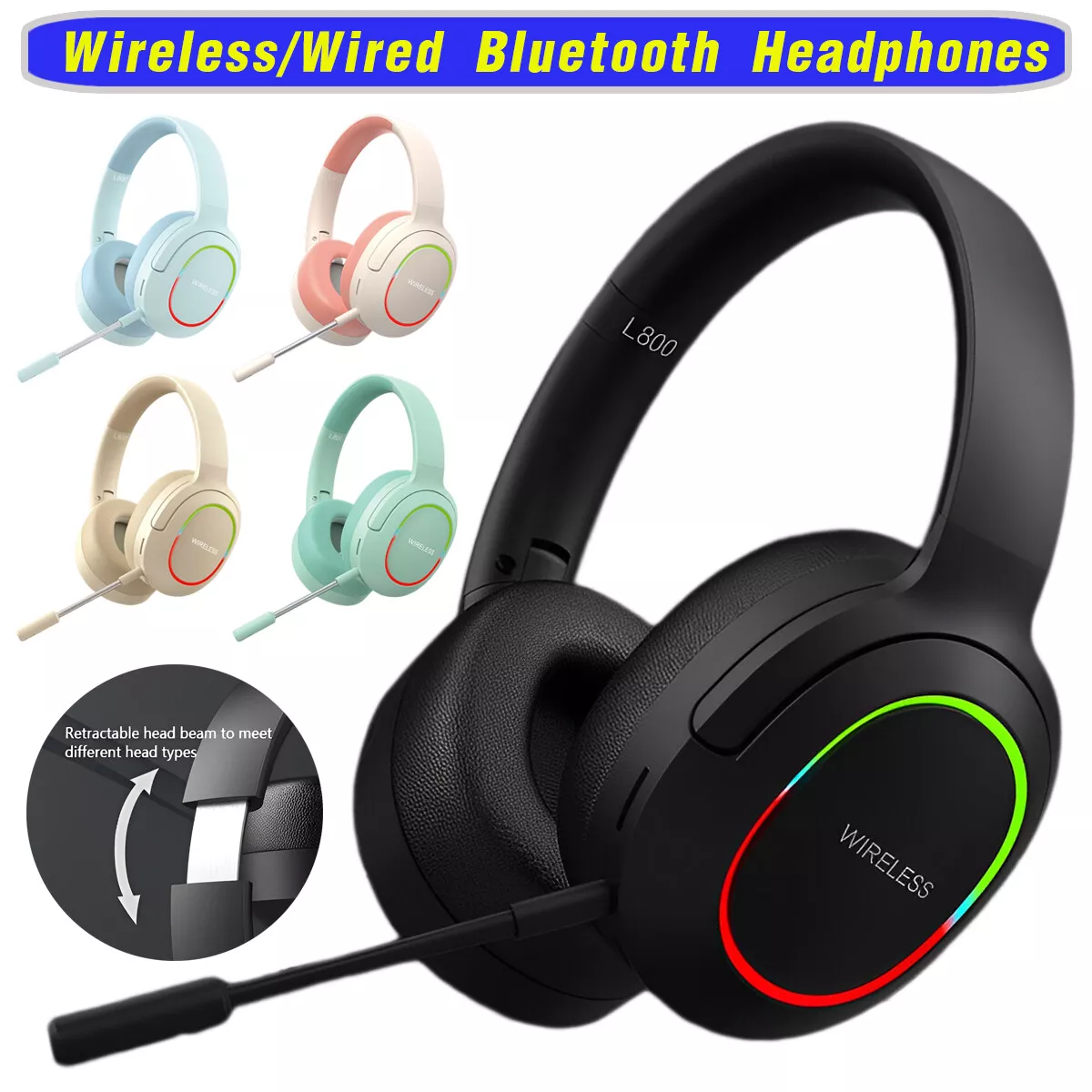 Wireless Headphones Bluetooth Stereo Headset With Mic For Galaxy