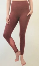 Active Life XXL Light Burgundy Yoga Leggings Compression High Waist 2 Pockets