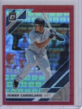 2019 Donruss Optic Red Pandora Prizm 68/99 #196 Jeimer Candelario Detroit Tigers