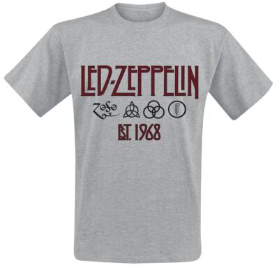 Led Zeppelin T-Shirt Herren Symbols Est. 1968 grau meliert Band-Merch, Bands