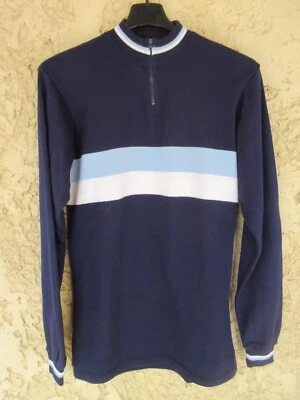 Maillot cycliste AU TOUR DE FRANCE vintage marine shirt 70's manches longues 4 L - Photo 1/4