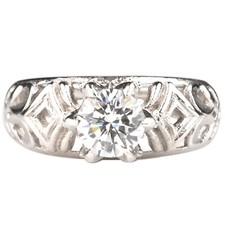 Solid 14KT White Gold D/VVS1 1.80 Carat Round Shape Solitaire With Accents Ring