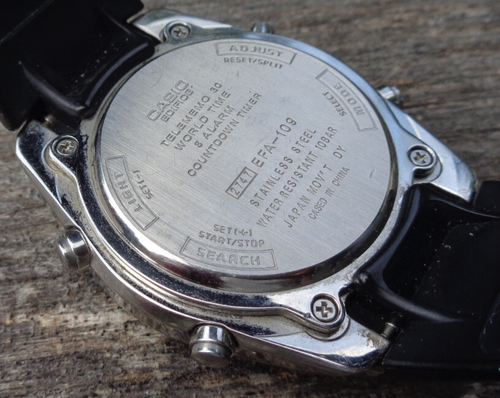 Men's Casio Edifice EFA-109 Module 2747 Telememo 30 World Time Alarm Watch Runs - Picture 5 of 5