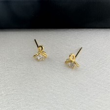 Small CZ Bow Stud Earrings for Women