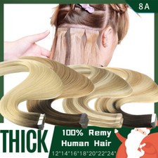 Tape In 100 Remy Human Hair Extensions Full Head Skin Weft Thick 60PCS 22"24"