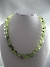 Collana Donna in Prenite Naturale 14mm. ,Lunga cm.50 .,Chiusura  Argento 925