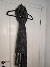 Frieda Loves NYC Long Gray Knit Women Unisex 30% Wool Scarf Italy 120"/300 cm