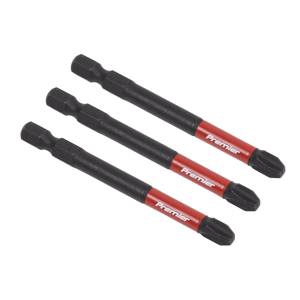 Sealey AK8256 Premier Phillips Impact Power Tool Bits #3 x 75mm 3pc
