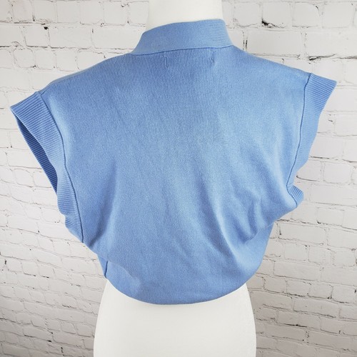 Philosophy Republic Blue Knit Crop Tank Sleeveless 2 button Sweater Set small - Picture 3 of 12