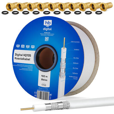 100m 135dB SAT DIGITAL HDTV Kabel Antennenkabel Koaxialkabel 3D 4K TOP