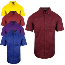 Twill Pocket Short Sleeve Shirt Mens Cotton Blend Solid Colors UV UPF 40 