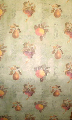 Tuscan Fruits on Textured Green Faux Wallpaper by Living Walls 8105-19